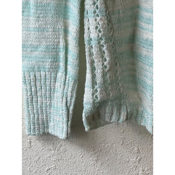 vtg Charming Charlie Womens Mint White Knit long sleeve Sweater Small sheer READ - Picture 3 of 10